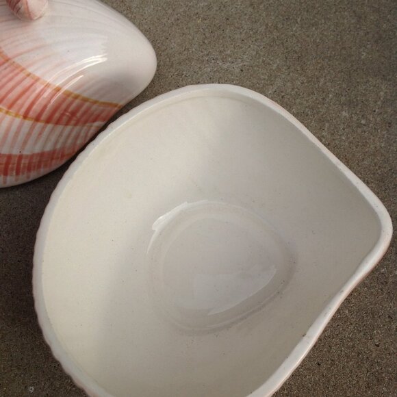 Fitz & Floyd Vanity Ceramic Box + Lid Peach Pink Mollusk Shell Coquille - Picture 9 of 16